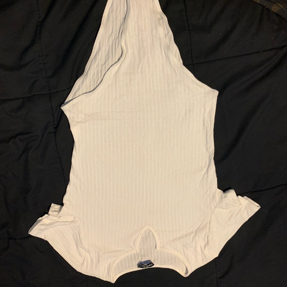 Red and white body suit shirt